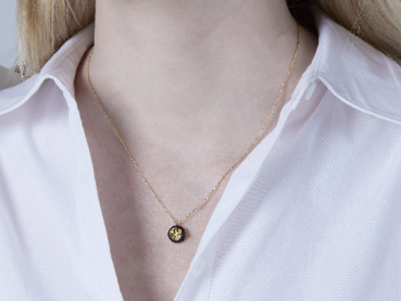 Unique Tiny zodiac necklace. Jet and gold. 18k vermeil over sterling. Horoscope Necklace, Star Sign Necklace, Constellation Necklace